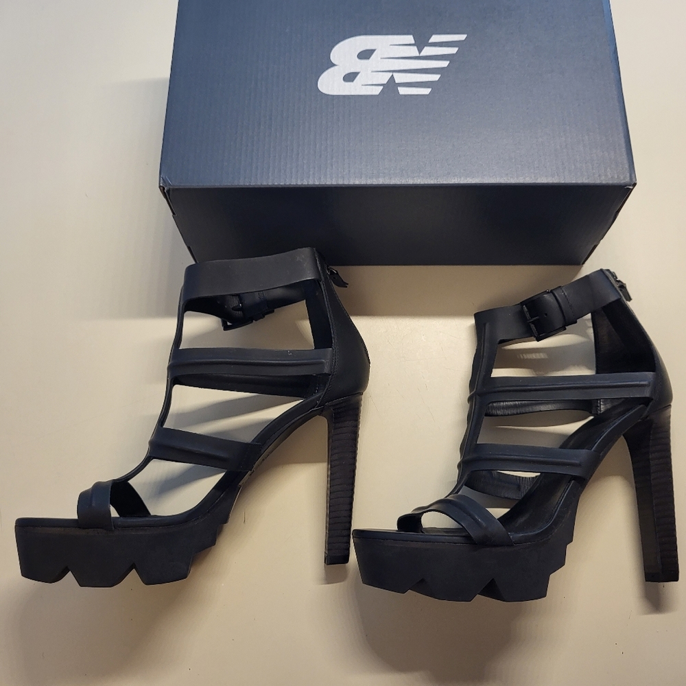 VIC MATIE Leather High Heeled Grip Fast Sole Platform Sandals Shoes - Sz EU 39 - Picture 3 of 16